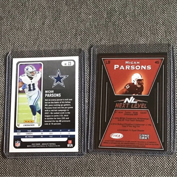 Micah Parsons 2021 Panini Rookie Card Premier 2022 Panini Absolute Cowboys - Picture 2 of 2